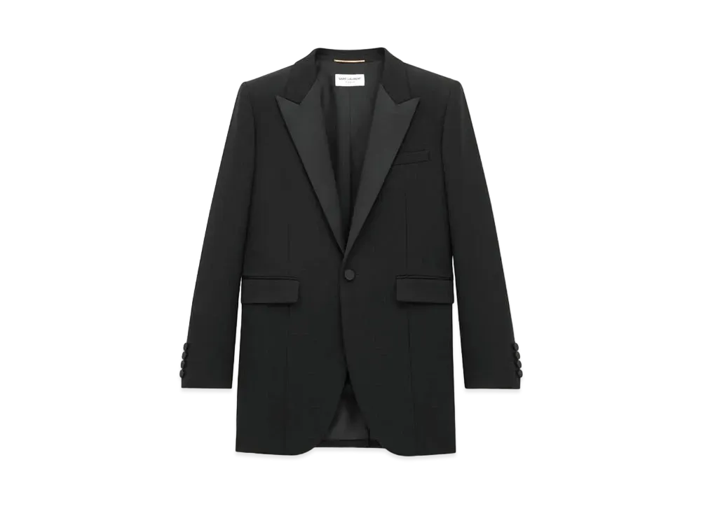 Saint Laurent Women's Tuxedo Jacket in Grain de Poudre
 "Black"