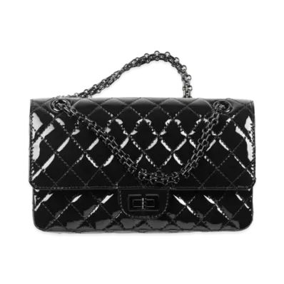 CHANEL 2.55 Handbag Patent Calfskin "Black"
