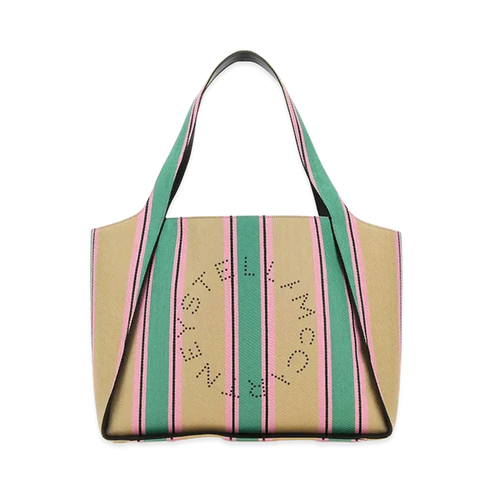 STELLA McCARTNEY Women's Embroidered Raffia Stella Logo Shopping Bag "Multicolor"