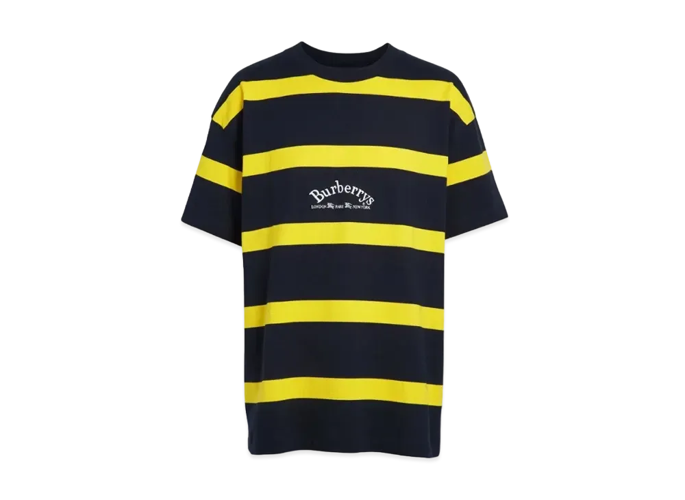 Burberry Men's Embroidered Archive Logo Striped Cotton T-shirt "Navy"