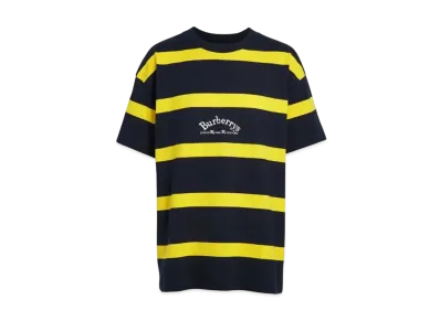 Burberry Men's Embroidered Archive Logo Striped Cotton T-shirt "Navy"