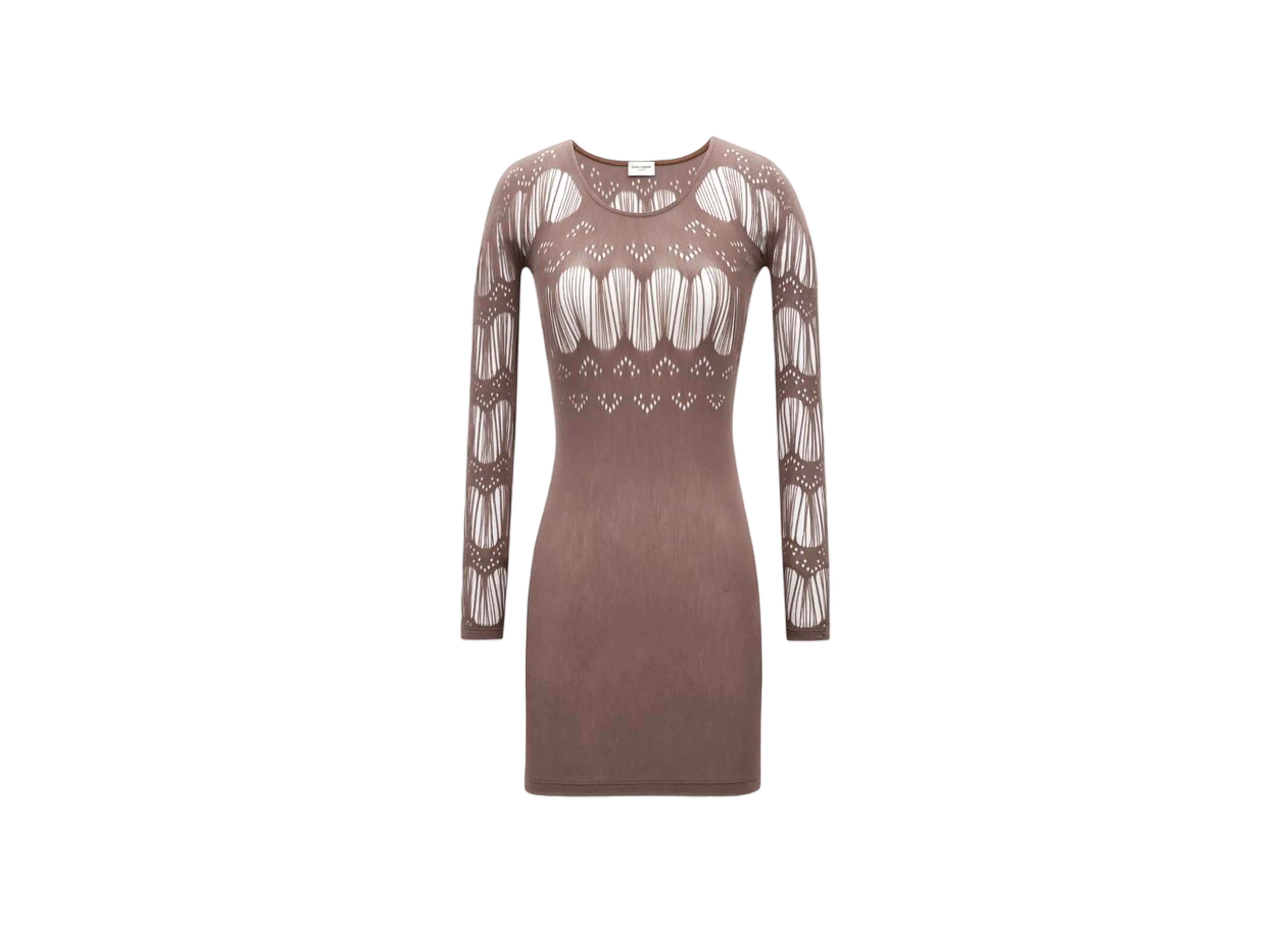 Saint Laurent Women's Dress in Ladder-Knit Jersey "Taupe"