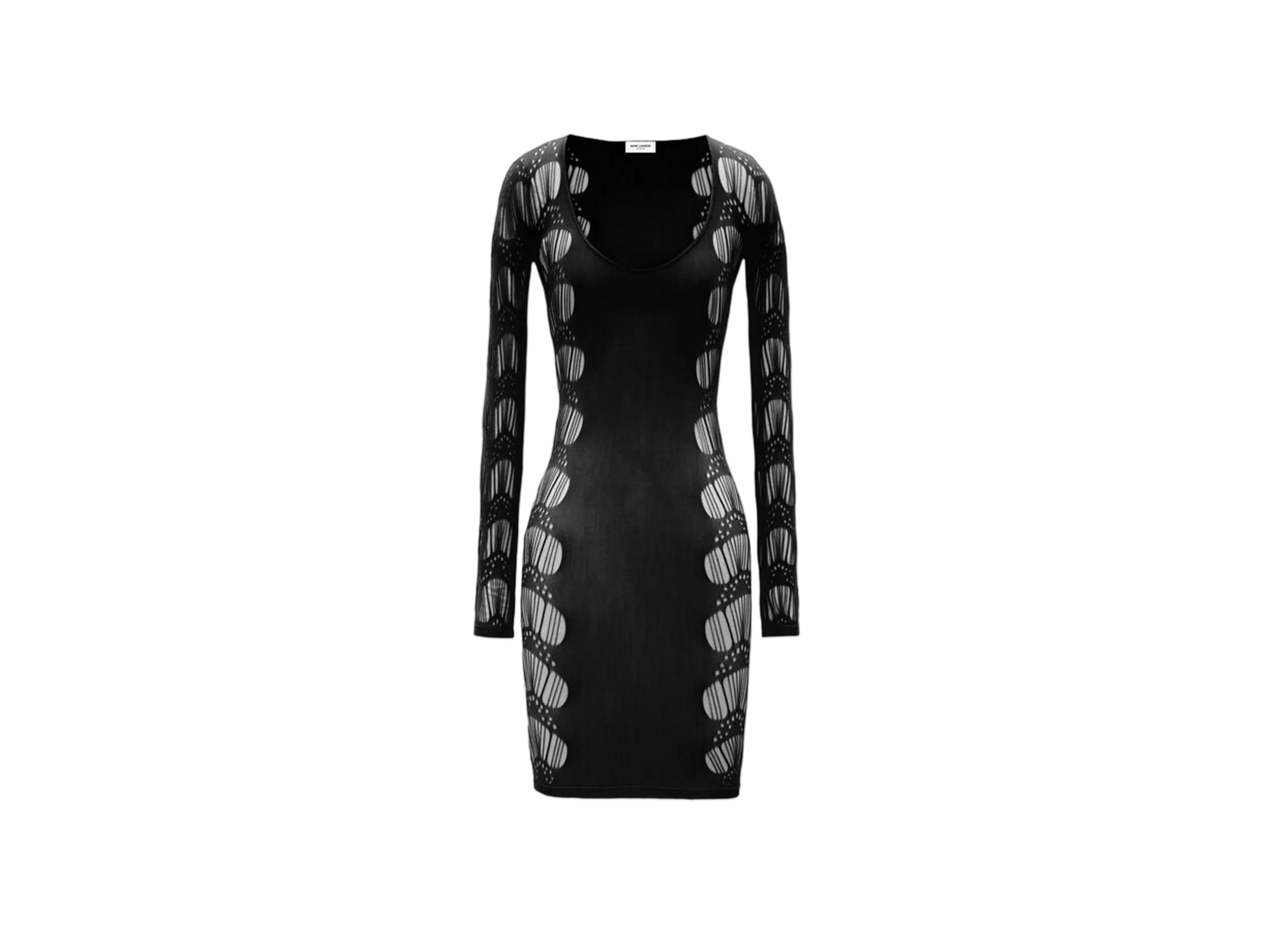Saint Laurent Women's Dress in Ladder-Knit Jersey "Black"