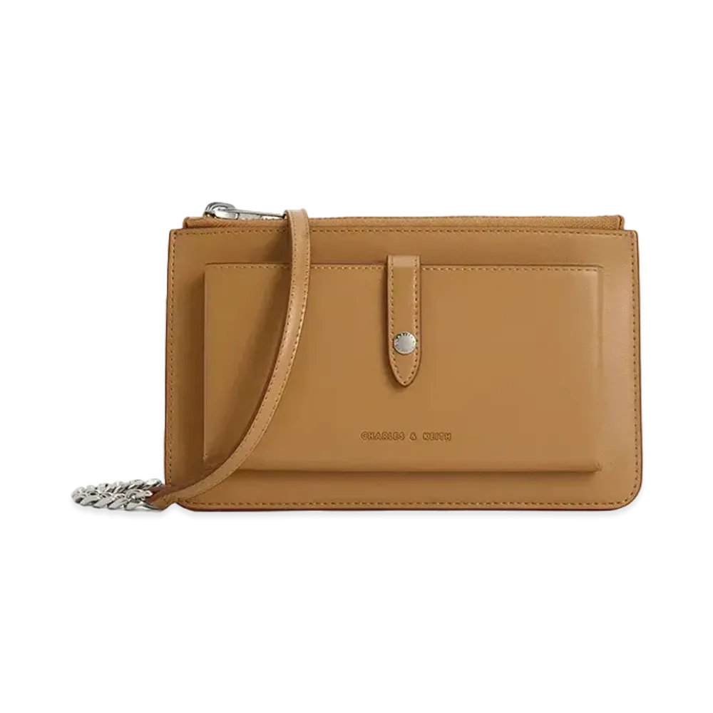 CHARLES & KEITH Rebel Top Zip Long Wallet "Sand"