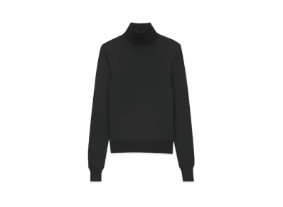Saint Laurent Women's Cassandre Turtleneck Sweater in Wool "Black"
