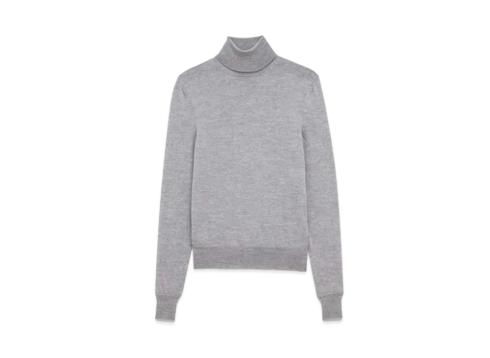 Saint Laurent Women's Cassandre Turtleneck Sweater in Wool "Gris Chine"