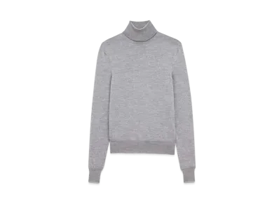 Saint Laurent Women's Cassandre Turtleneck Sweater in Wool "Gris Chine"