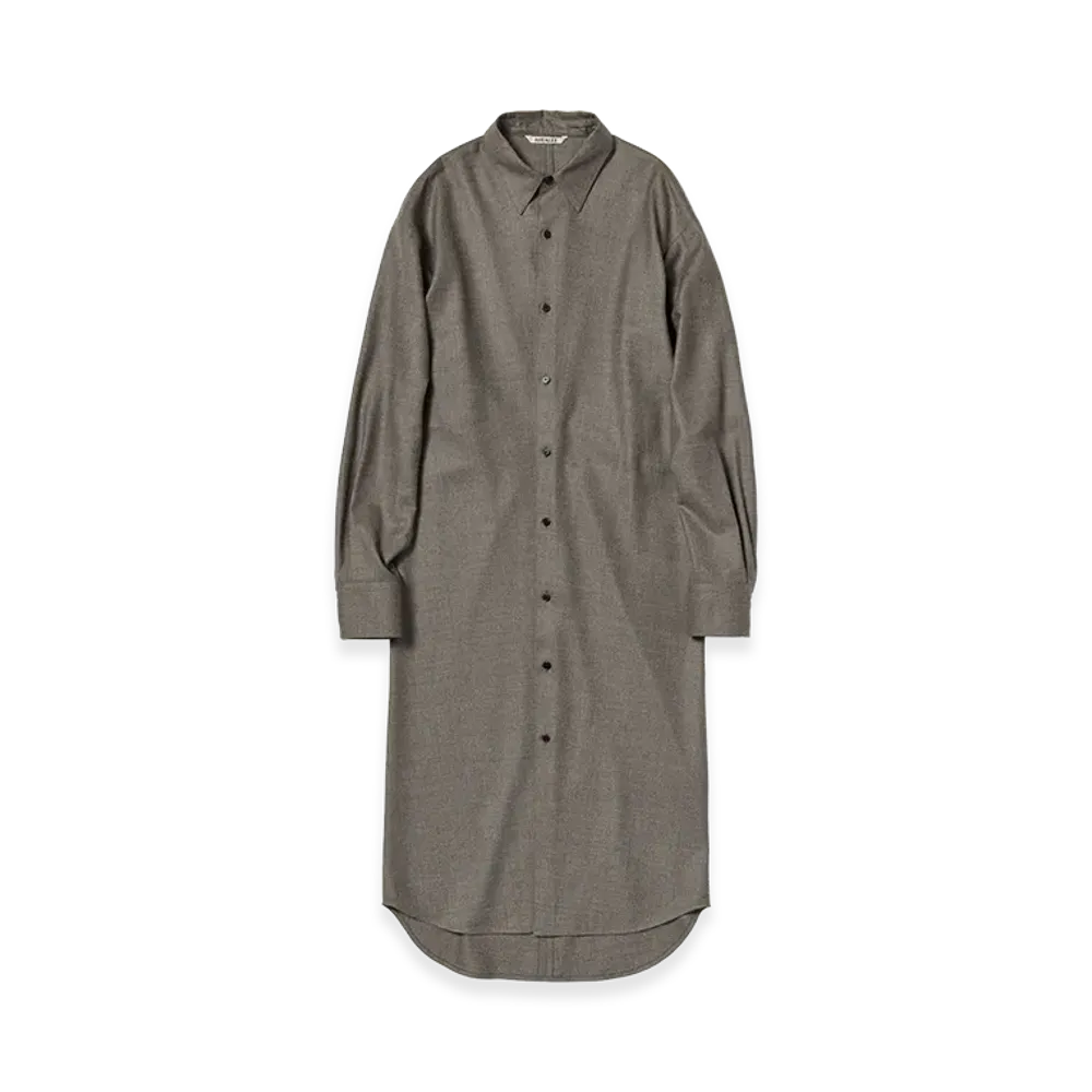 AURALEE Women's Super Light Wool Shirt Dress "Top Brown"