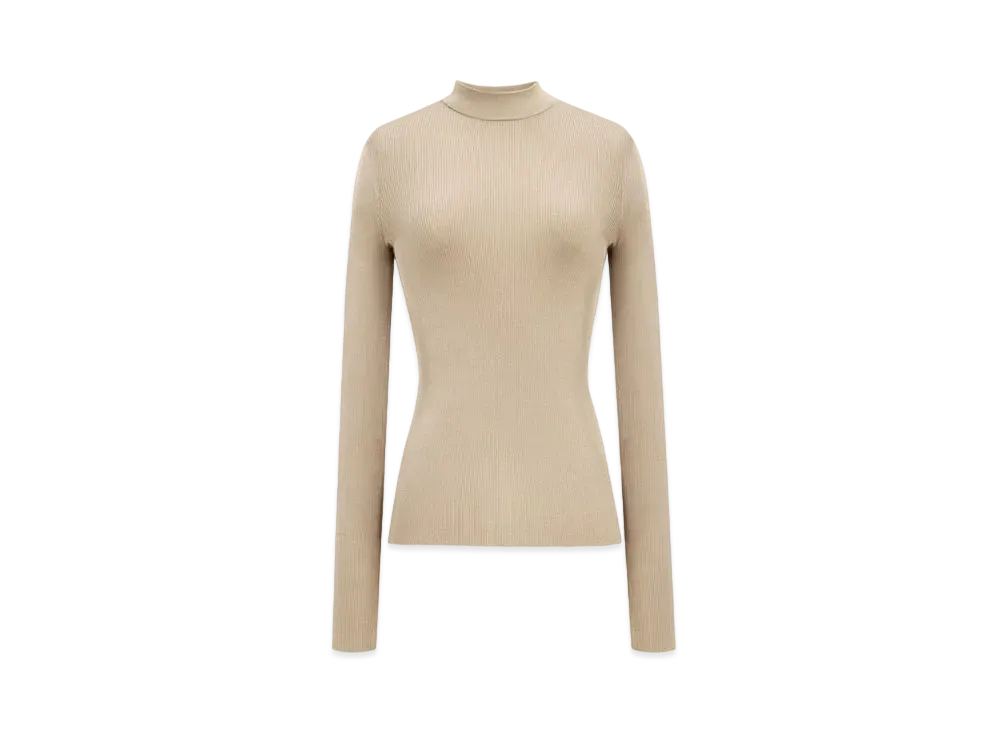 Saint Laurent Women's Top in Ribbed Silk
 "Beige"