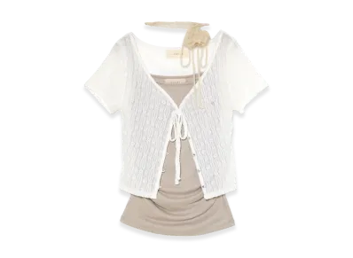 ANDMARY Women's Fleur Choker Layered Tops "White"