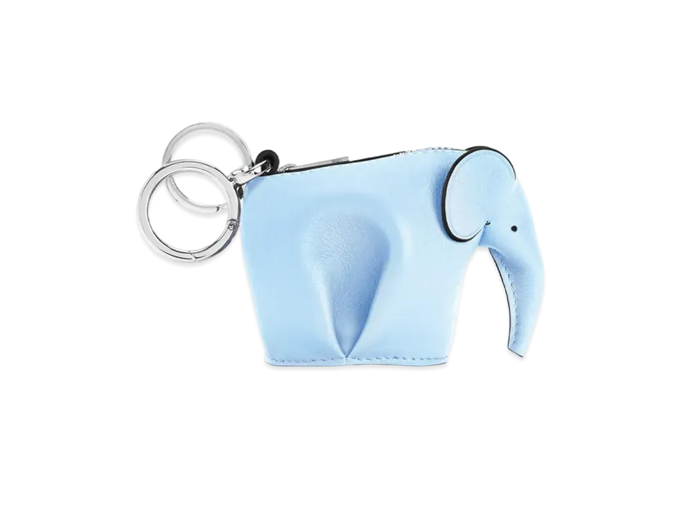 LOEWE Elephant Charm In Classic Calfskin "Light Blue"