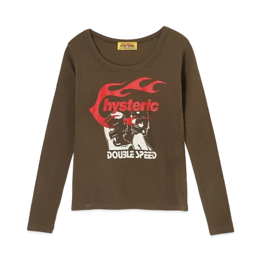 HYSTERIC GLAMOUR Hysteric Flame On Chibi T-Shirt "Brown"