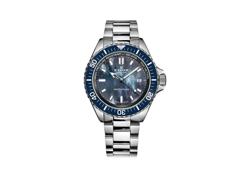 エドックス ネプチュニアン オートマティック 日本限定 "ブラック マザー オブ パール" 80120-3BUM-NANNGM2