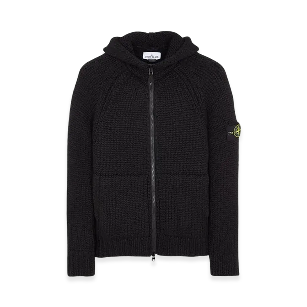 Stone Island 544D4 Handmade Feel Hooded Knit Cardigan - 23FW "Black"