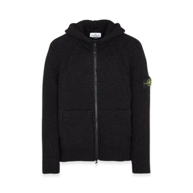 Stone Island 544D4 Handmade Feel Hooded Knit Cardigan - 23FW "Black"