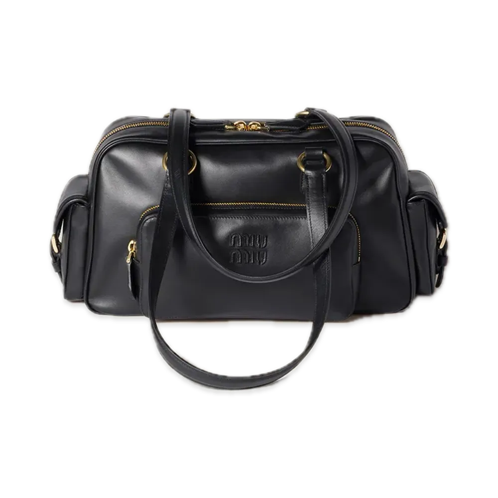 MIU MIU Pocket Nappa Leather Top Handle Bag "Black"