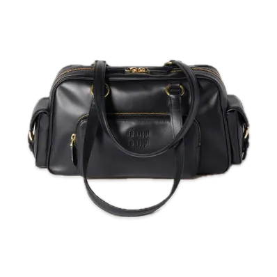 MIU MIU Pocket Nappa Leather Top Handle Bag "Black"