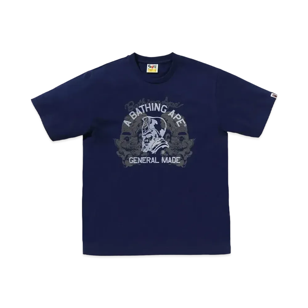 A BATHING APE Japanese Tattoo On General Tee "Navy"