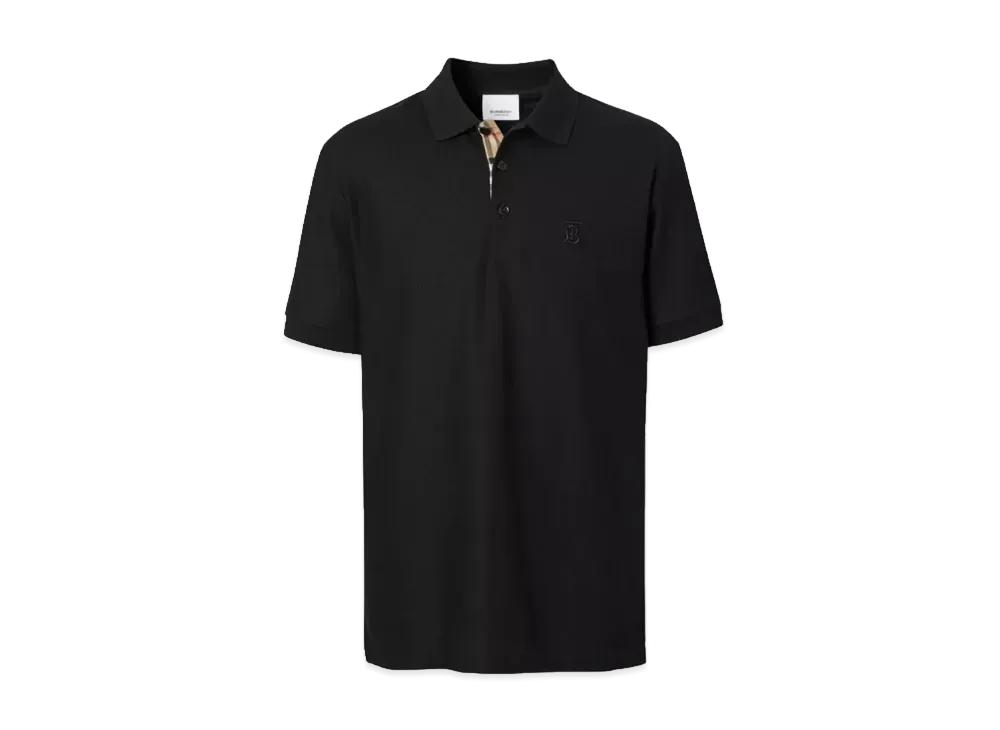 Burberry Men's Monogram Motif Cotton Polo Shirt "Black"