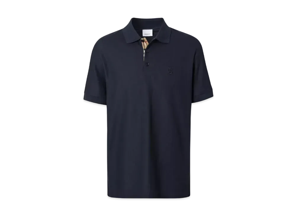 Burberry Men's Monogram Motif Cotton Pique Polo Shirt "Navy"