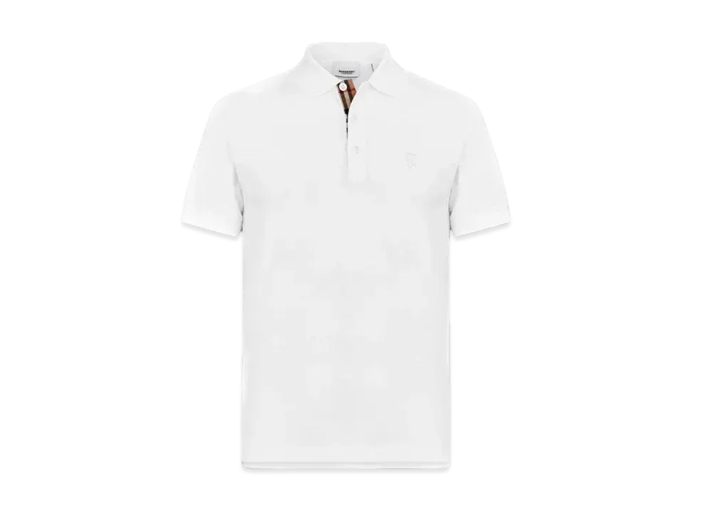 Burberry Men's Monogram Motif Cotton Pique Polo Shirt "White"
