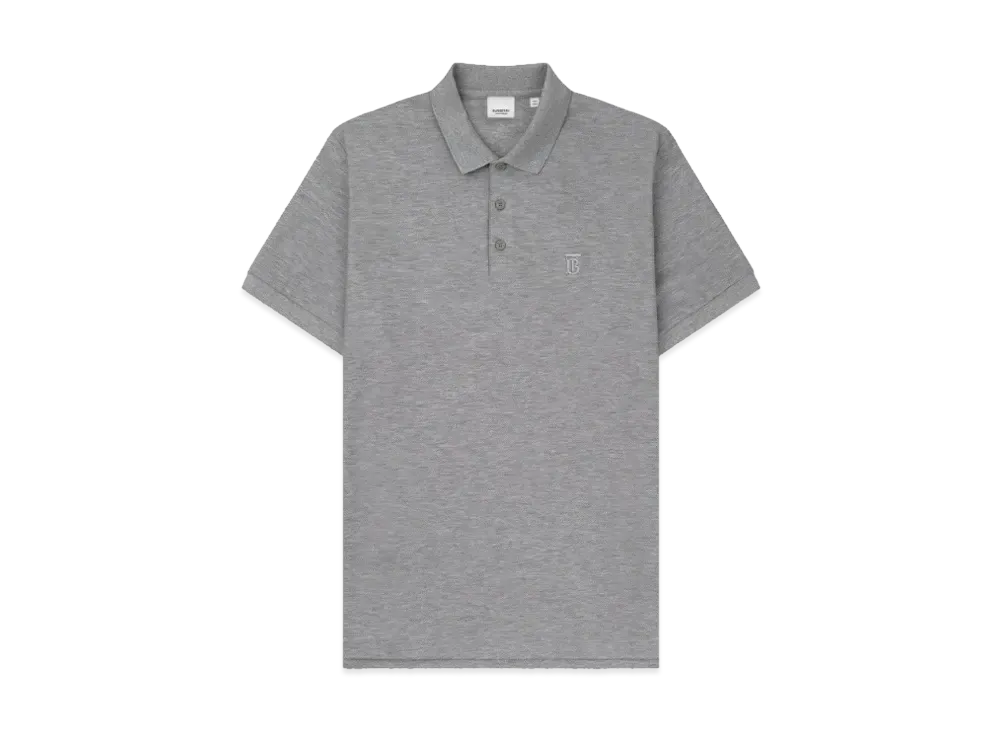 Burberry Men's Monogram Motif Cotton Pique Polo Shirt "Pale Grey Melange"