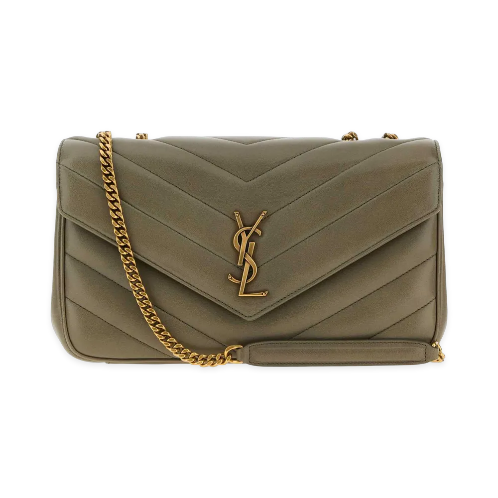 Saint Laurent Women's Loulou Medium Shoulder Bag "Dark Strong Moss"