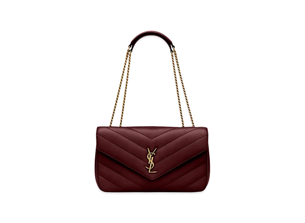 Saint Laurent Women's Loulou Medium Bag In Matelasse Lambskin "Bordeaux"