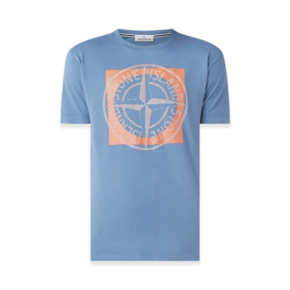 Stone Island 2NS93 Cotton Jersey Garment Dyed Tricromia Two T-Shirt - 22SS "Powder Blue"