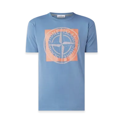 Stone Island 2NS93 Cotton Jersey Garment Dyed Tricromia Two T-Shirt - 22SS "Powder Blue"