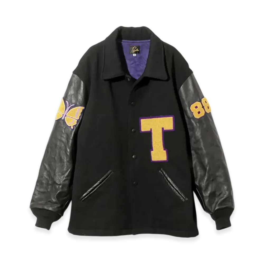 NEEDLES Lettered Coat - Wool Melton "Black"