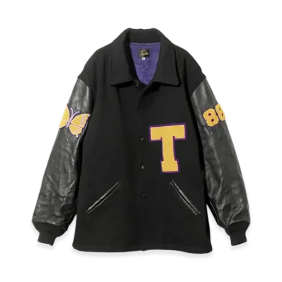 NEEDLES Lettered Coat - Wool Melton "Black"