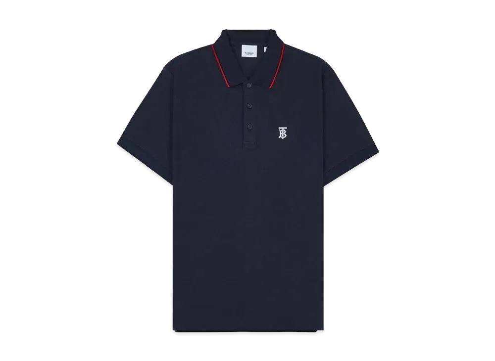 Burberry Men's Icon Stripe Placket Cotton Polo Shirt "Navy"