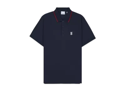 Burberry Men's Icon Stripe Placket Cotton Polo Shirt "Navy"