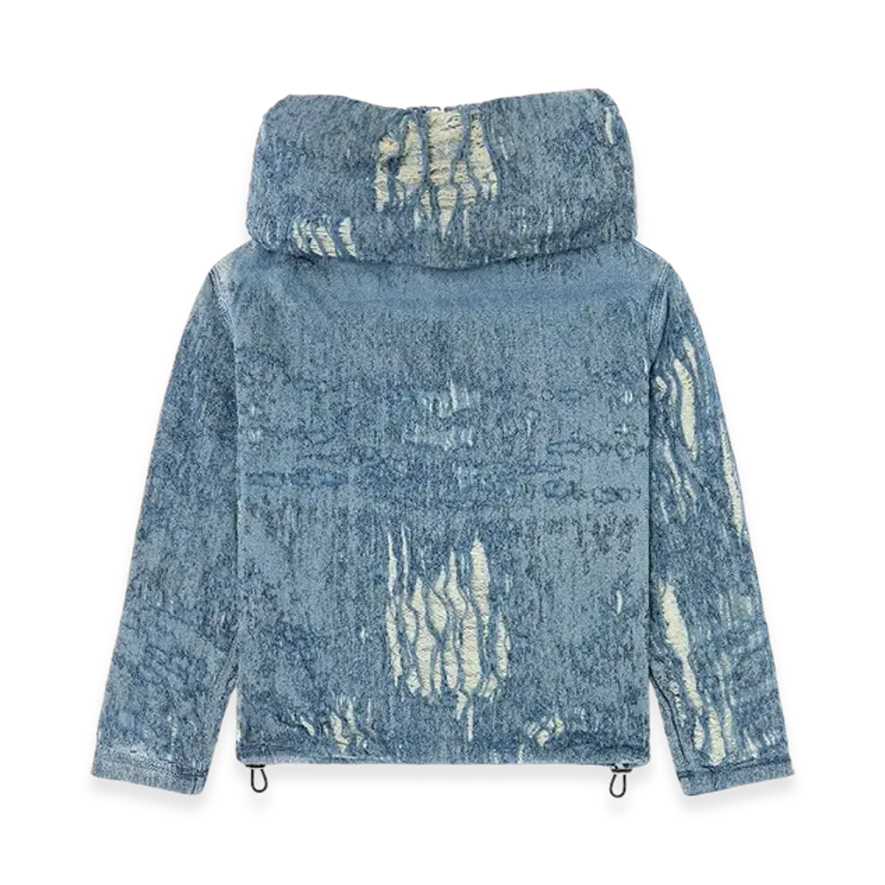 Diesel D-Umbrix-Fsg Sweater In Ultra-Destroyed Jacquard Denim "Medium Blue"
