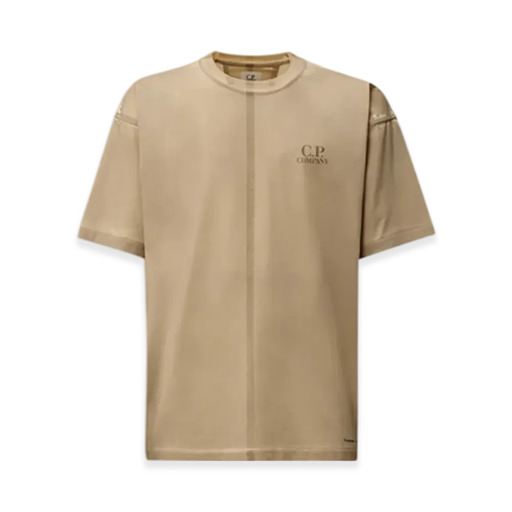 C.P. Company 24/1 Jersey Short Sleeve Printed Logo T-Shirt "Pistachio Shell Beige"