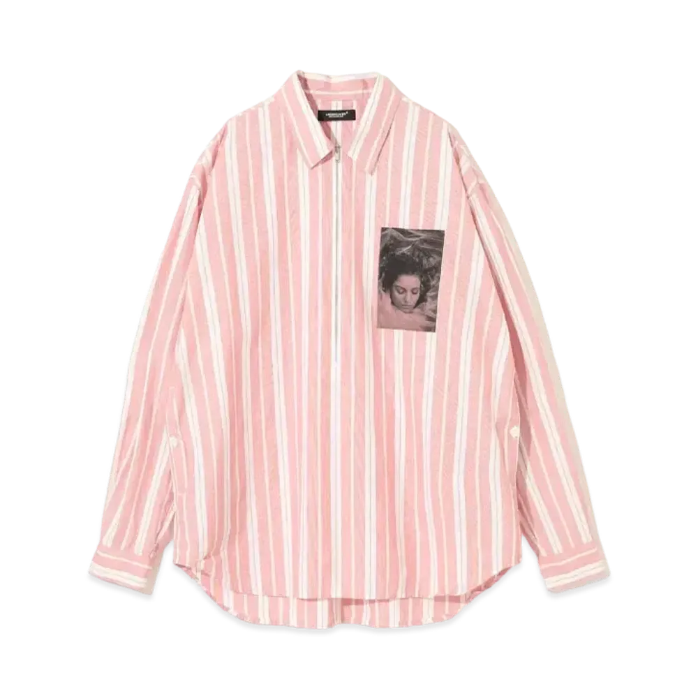 UNDERCOVER Twin Peaks Cotton Zip-Up Pullover Shirt "Red"
