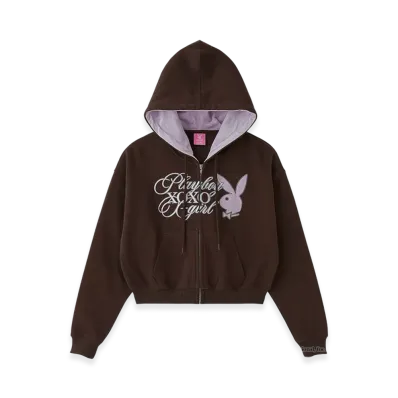 X-Girl x Playboy Compact Zip Up Sweat Hoodie "Brown"