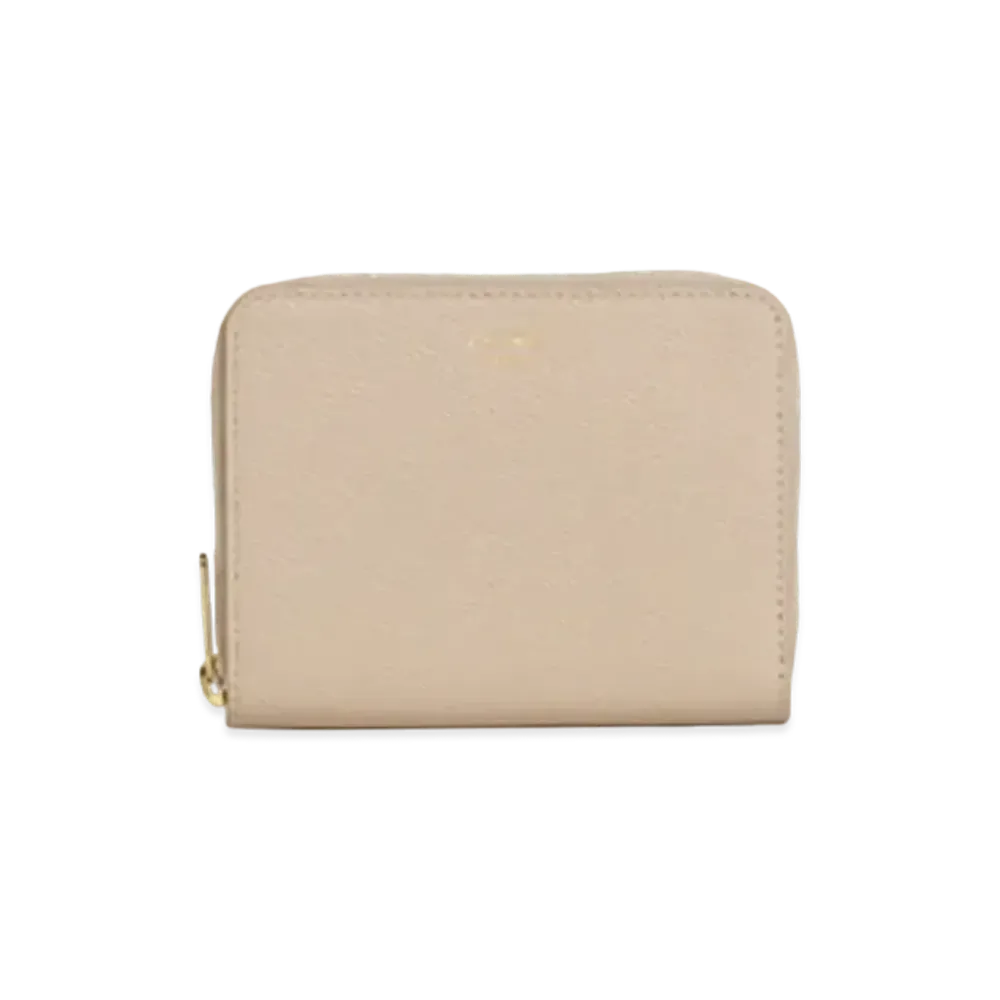 CELINE Compact Zipped Wallet in Grained Calfskin  "Nude"