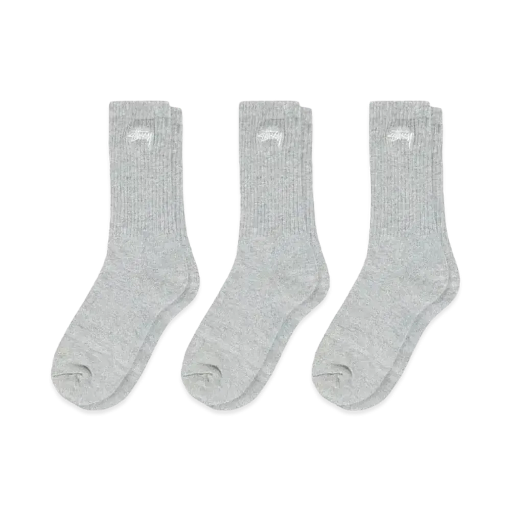 Stussy Stock Crew Sock- 3Pack "Grey" (FA24)