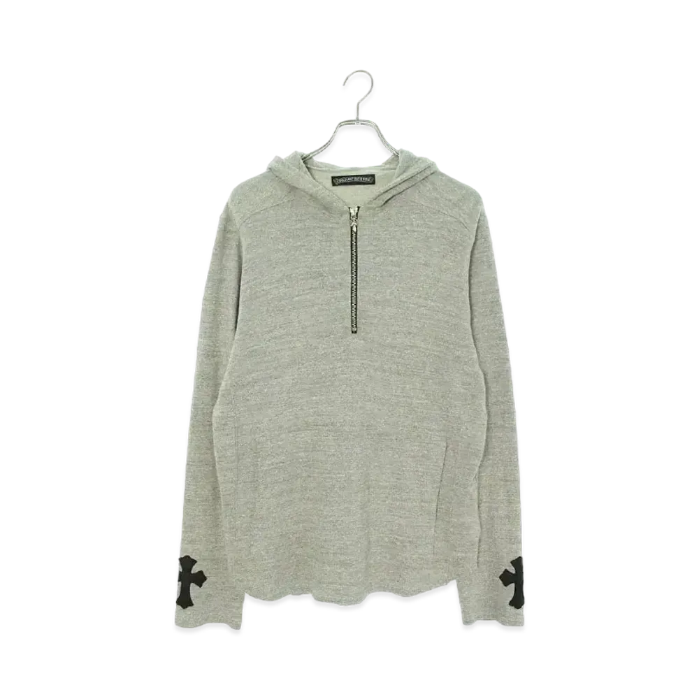 Chrome Hearts Cross Patch Half Zip Hoodie "Gray"