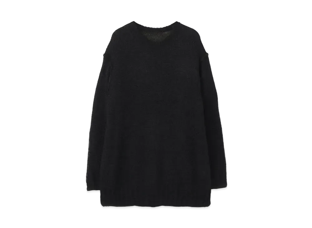 Yohji Yamamoto Pour Homme 3G PLAIN STITCH RIB REVERSIBLE ROUND NECK "Black/Black"