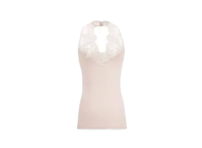 Saint Laurent Women's Halter Top in Silk Charmeuse and Lace "Rose"