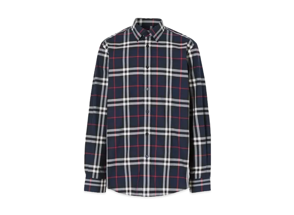 Burberry Men's Check Cotton Poplin Shirt "Navy"