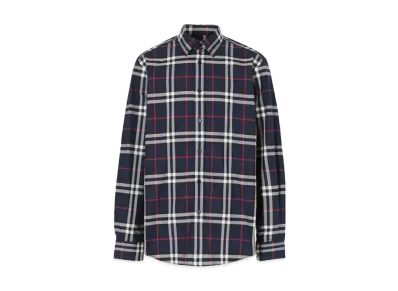 Burberry Men's Check Cotton Poplin Shirt "Navy"