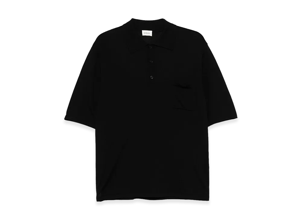 Saint Laurent Logo Embroidered Polo Shirt "Black"