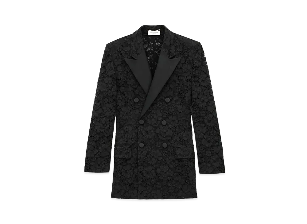 Saint Laurent Women's Tuxedo Jacket in Guipure "Black"