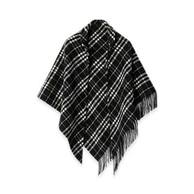 Burberry Check Wool Cashmere Cape "Black/Calico"