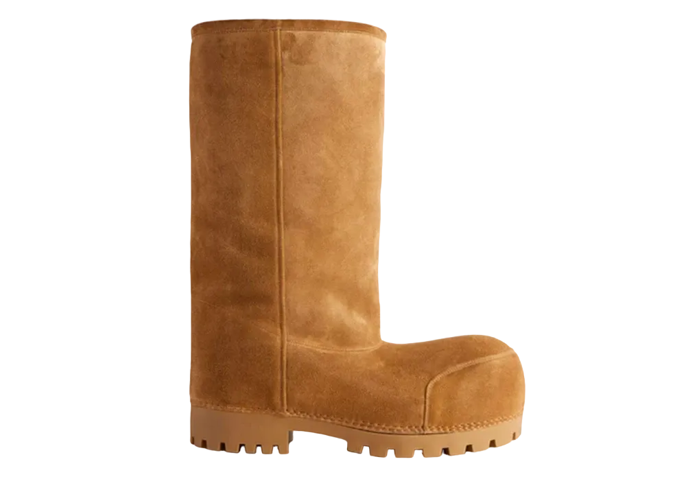 BALENCIAGA Alaska Fur High Boot Split Calfskin "Brown"