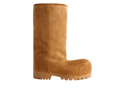 BALENCIAGA Alaska Fur High Boot Split Calfskin "Brown"